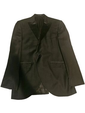 Loro Piana Black Satin Peak Lapel Tuxedo Jacket